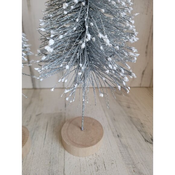 Silver glitter bristle snow tree set home decor shiny - Picture 4 of 9